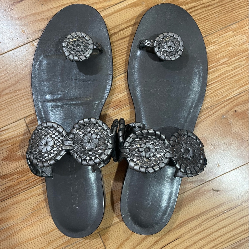 Jack Rogers Grey/Black Sandals 10M